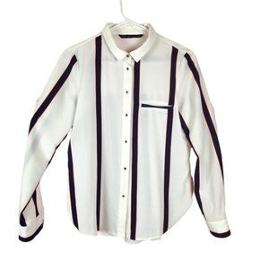 Zara Oversized striped button up blouse